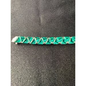 Emeraldine Quartz tennis bracelet, set in Sterling Silver 925, 6.5” L